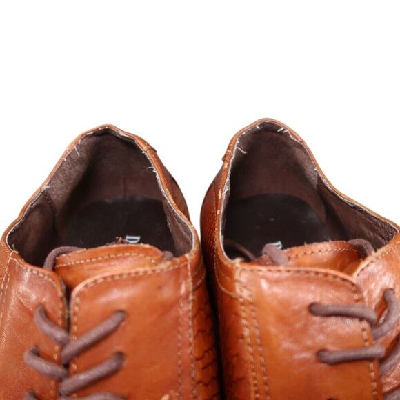 Daniel Villa Shoes Men 42 Oxford Classic Embossed Leather Burnished Formal Brown main image 5